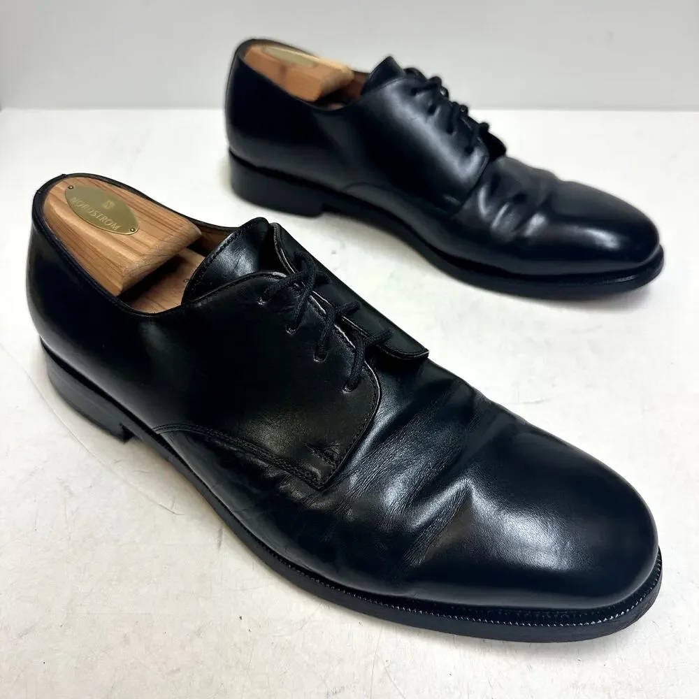 VERY GOOD Polo Ralph Lauren Plain Toe Derby Black Calf Made in Italy 10 D